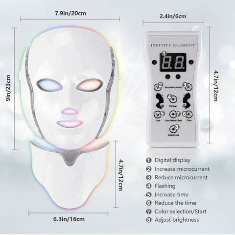 Led Face Mask Light Therapy 7 Color Home Use Face Acne Reduction Skin Care Mask