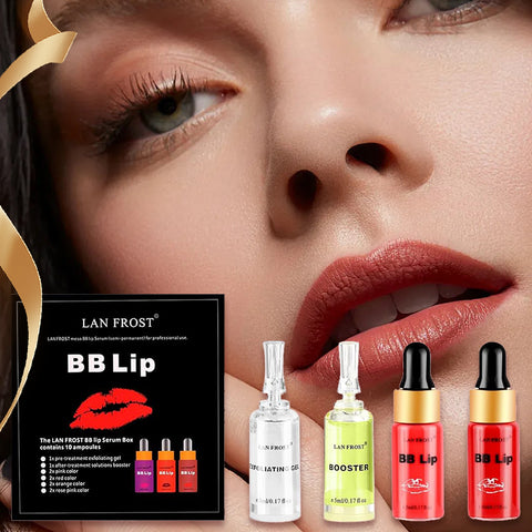 BB Lip Glow Ampoules Serum Starter Kit 4 Colors Liquid Lip Pigments Exfoliating Gel and Booster Included