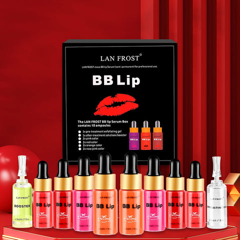 BB Lip Glow Ampoules Serum Starter Kit 4 Colors Liquid Lip Pigments Exfoliating Gel and Booster Included