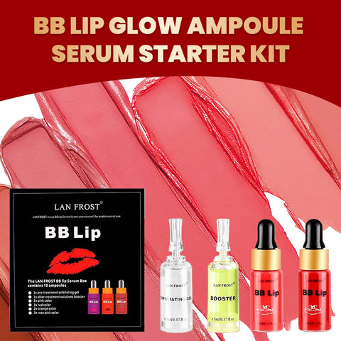 BB Lip Glow Ampoules Serum Starter Kit 4 Colors Liquid Lip Pigments Exfoliating Gel and Booster Included