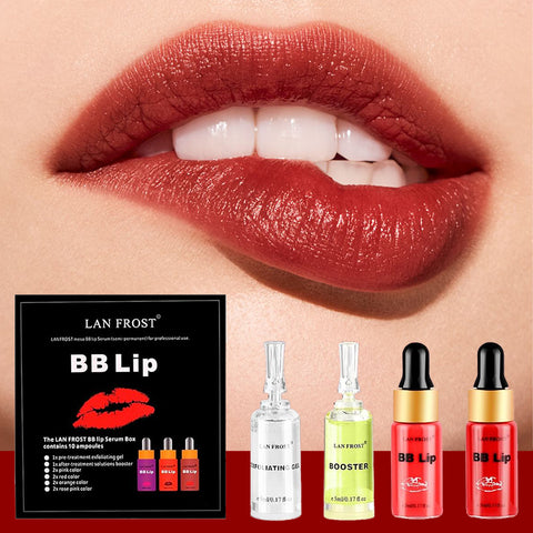 BB Lip Glow Ampoules Serum Starter Kit 4 Colors Liquid Lip Pigments Exfoliating Gel and Booster Included