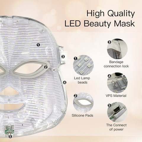 High Quality LED Face Mask Red Blue Light Therapy Rechargeable Home Use Easy Operation