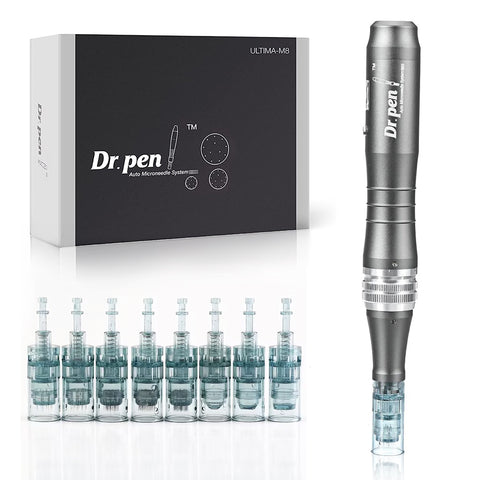 DHL Free Shipping Dr pen M8 Wireless with 8pcs Cartridges Microneedle Derma Pen Home Use Skin Care Tool Kit for Face and Body