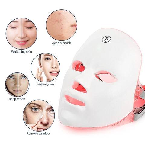 Led Face Mask Light Therapy 7 Color Home Use Face Acne Reduction Skin Care Mask