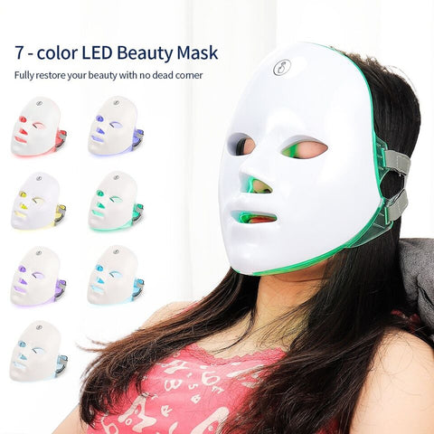 Led Face Mask Light Therapy 7 Color Home Use Face Acne Reduction Skin Care Mask